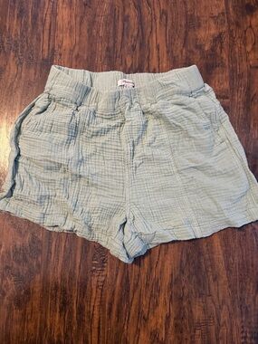 High-Waist Sage Textured Summer Shorts